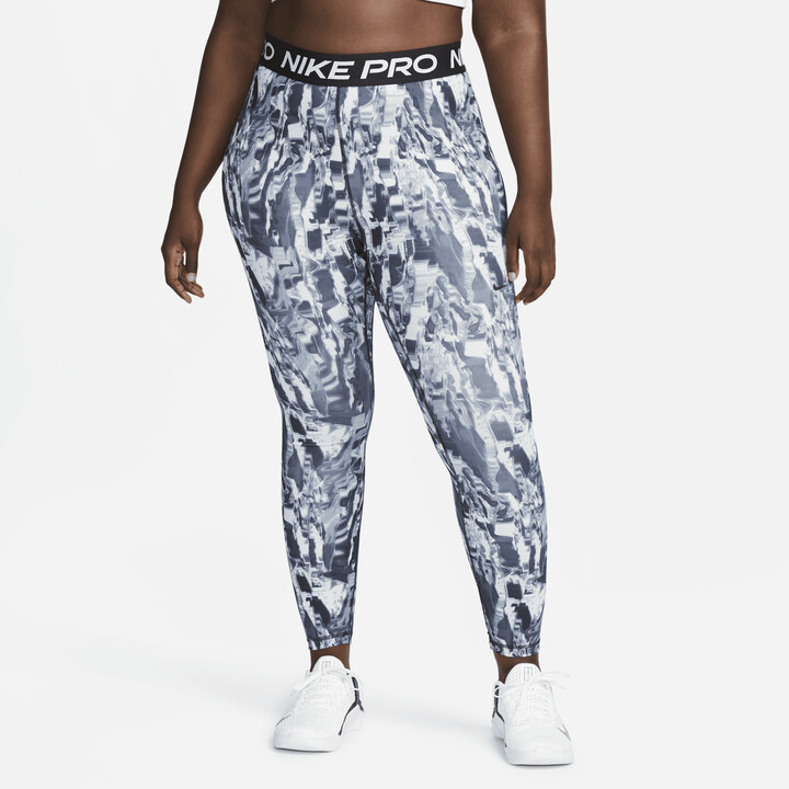 Nike Women's Pro Mid-Rise Allover Print Training Leggings (Plus Size) in  Black - ShopStyle