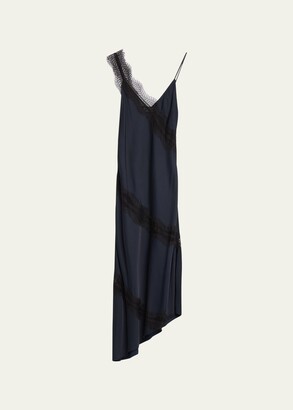A.L.C. Soleil Satin Lace Asymmetric Maxi Dress