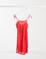 Thumbnail for your product : Topshop ruche front mini dress in red