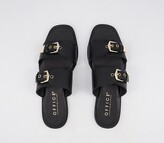 Thumbnail for your product : Office Server Double Buckle Sandals Black Leather