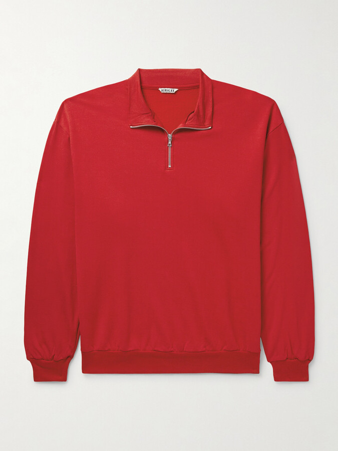 AURALEE Wool-Blend Jersey Half-Zip Sweatshirt