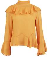 Thumbnail for your product : boohoo Petite Chiffon Ruffle Wide Sleeve Top