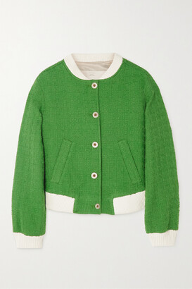 Giuliva Heritage Collection The Hailey Two-tone Wool-blend Bouclé-tweed Bomber Jacket - Green