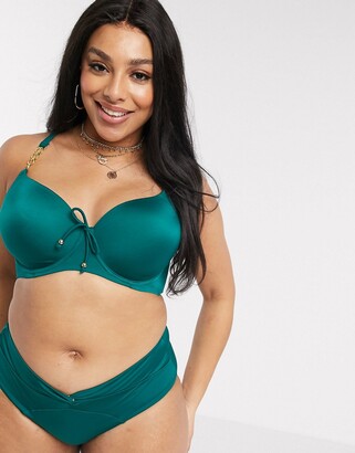 Dorina Curve Filao polyester high waist bikini bottom in green - MGREEN