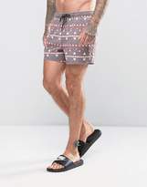 Thumbnail for your product : ASOS Swim Shorts With Aztec Print In Acid Wash Short Length
