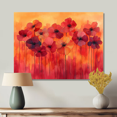 Latitude Run Burning Geraniums In Fiery Shades Expression III - Geraniums Print On Metal