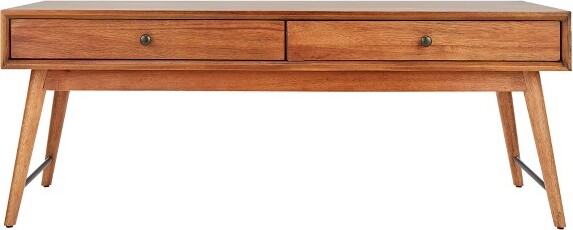 Inspire Q FoersterMid-CenturyCoffeeTableWarmBrown-InspireQ:MinimalistDesign2StorageDrawers