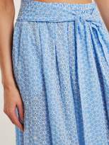 Thumbnail for your product : Lisa Marie Fernandez Floral-embroidered Cotton Skirt - Womens - Blue Multi