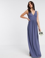 Thumbnail for your product : TFNC Bridesmaid top wrap chiffon dress in light blue