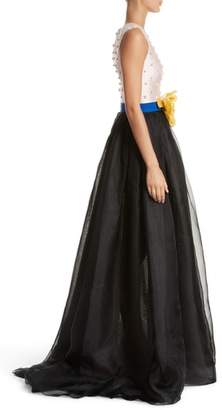 Carolina Herrera Colorblock Embellished Bodice Gown