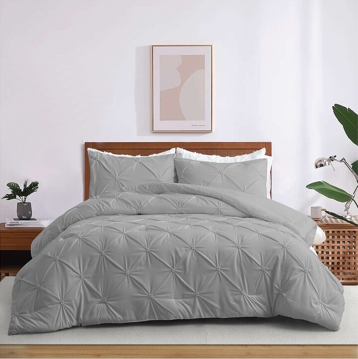 UNIKOME Pinch Pleated Down Alternative Comforter Set
