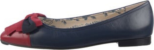 Gucci Leather Flats Blue Colorblock Pattern Web Accent Semi-Pointed Toes with Bow Accents Includes Box & Dust Bag Designer