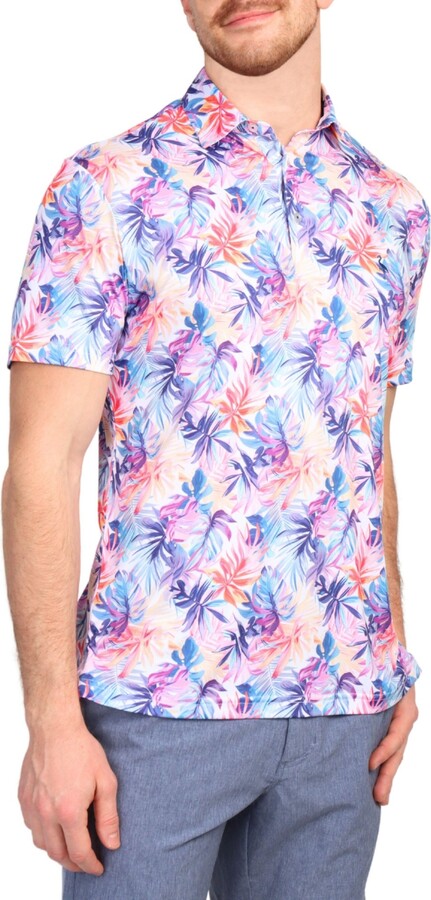 Tailorbyrd Men's Watercolor Leaves Performance Polo by