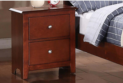 Red Barrel Studio Bedroom Nightstand Cherry Color Wooden 2 Drawers Table Bed Side Table