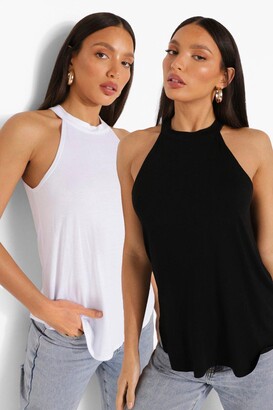 boohoo Tall High Neck Strap Top 2 Pack