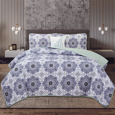 LuxDecorCollection Greyson Reversible Quilt Set