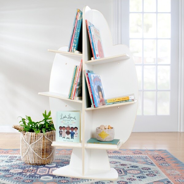 Guidecraft GuidecraftEdQReadingTree-White:Children'sWoodenStandingBookshelfandClassroomBookandToyStorageOrganizer
