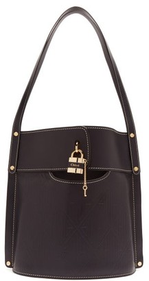 navy leather bucket bag