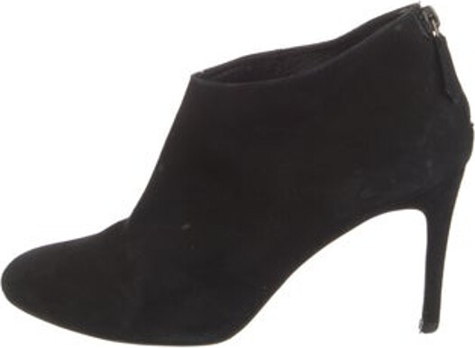 LK Bennett Suede Ankle Boots Black Semi-Pointed Toes Exposed Zip Closure at Sides