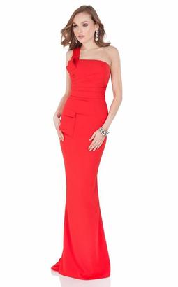 Terani Couture Lustrous One Shoulder Straight Neck Column Gown 1621E1508