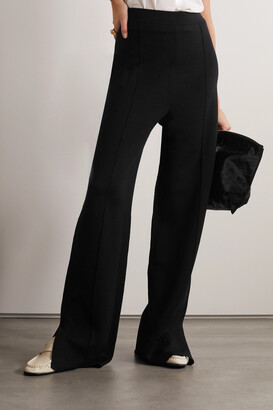 The Row Egle Stretch Wool, Silk And Cashmere-blend Straight-leg Pants - Black