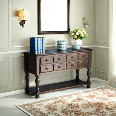 Canora Grey Retro Multifunctional Solid Wood Console Table