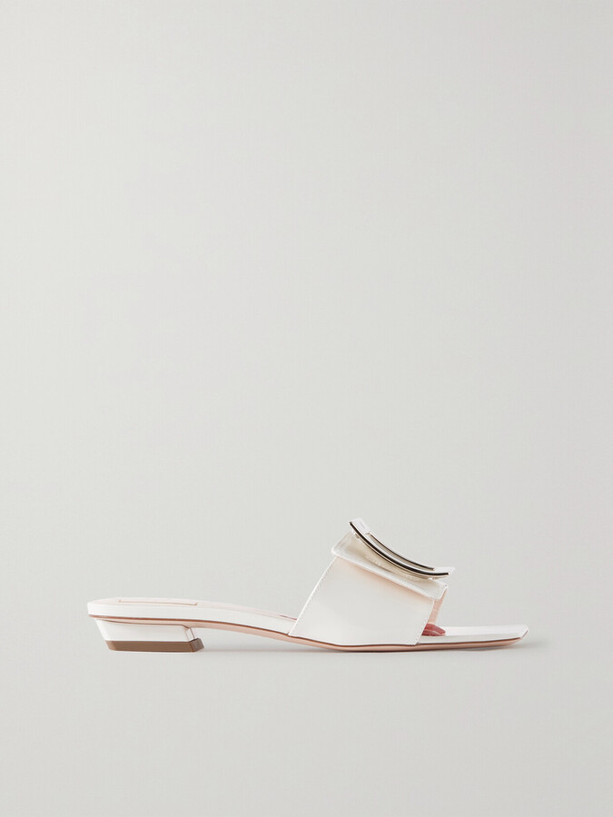 Roger Vivier Belle Vivier Embellished Patent-leather Mules - White