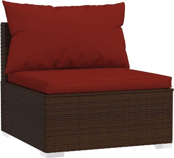 Dcenta Sectional Middle Seat Sofa With Cushions Poly Rattan Powder-Coated Steel Frame Garden Patio Backyard Balcony Furniture 27 6 X 20 7 Inches L W H