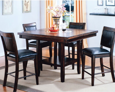 Red Barrel Studio Counter Height Chairs Style Faux Leather Upholstered Seat And Back With Footrest Wooden Construction Chair Back Dark Brown Finish Wood For Dining