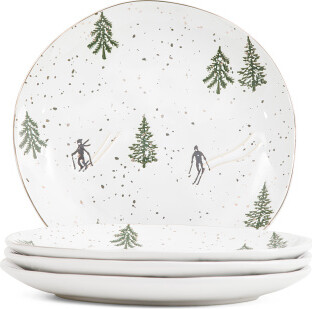 TJMAXX Set Of 4 Ski Lodge Dinner Plates, Gold