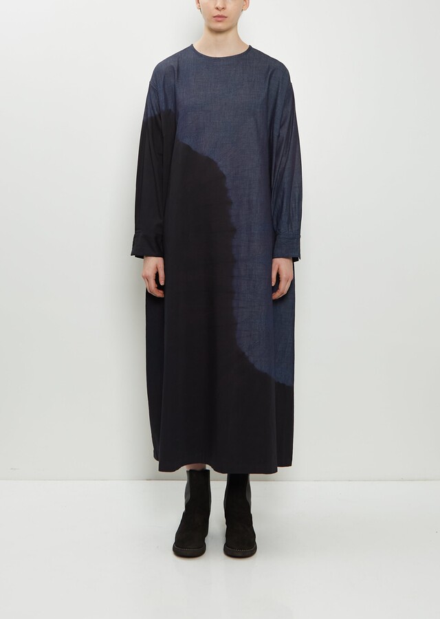 Suzusan Pima Cotton Denim Wide Pullover Dress Black