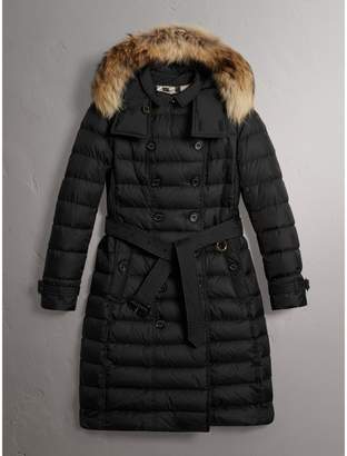 Burberry Detachable Hood Fur Trim Down-filled Puffer Coat