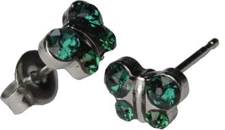 Studex Butterfly Stud Earrings Dark Green May Crystal Sensitive Stainless Steel