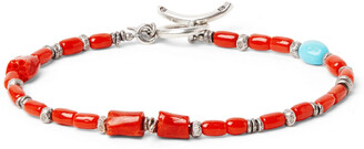 Peyote Bird Coral, Turquoise And Burnished Sterling Silver Bracelet