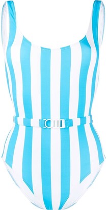 Solid & Striped Belted Stripe Swimsuit
