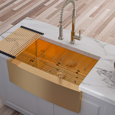 Rainlex Farmhouse Apron Single Bowl Stainless Steel Kitchen Sink