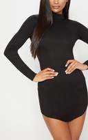 Thumbnail for your product : PrettyLittleThing Black High Neck Extreme Scoop Back Pointy Hem Bodycon Dress