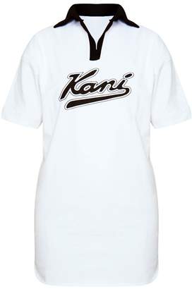 PrettyLittleThing KARL KANI White Rugby T-Shirt Dress