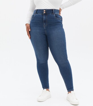 New Look Curves Blue Lift & Shape High Waist Yazmin Skinny Jeans - ShopStyle