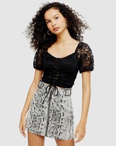 Thumbnail for your product : Topshop Tie Up Lace Crop Top