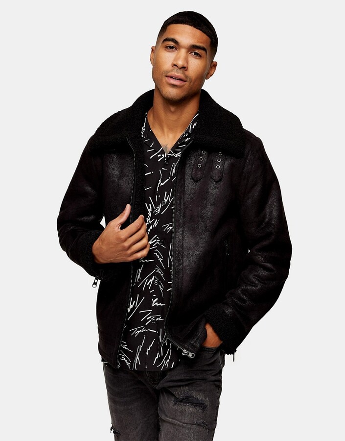 topman faux shearling jacket