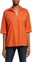 Thumbnail for your product : Lafayette 148 New York Nicole V-Neck 3/4-Sleeve Italian Stretch-Cotton Blouse