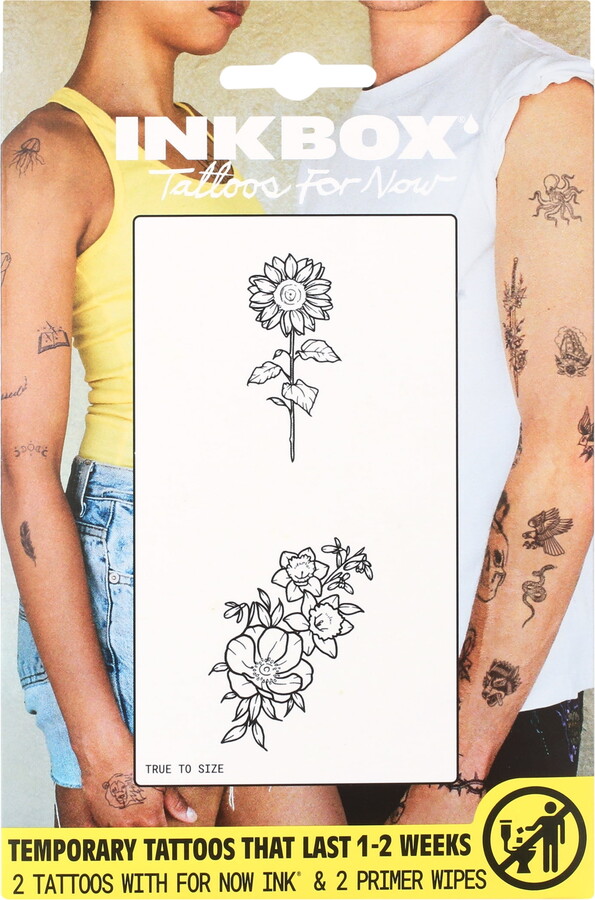 Inkbox Temporary Tattoos, Flowers, Water-Resistant, Perfect for Any Occasion, Black, 2 Pack