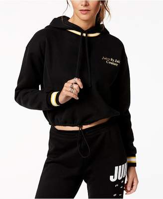Juicy Couture Cropped Striped-Trim Hoodie