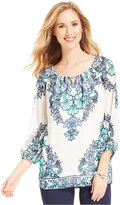 Thumbnail for your product : JM Collection Printed Keyhole Tunic