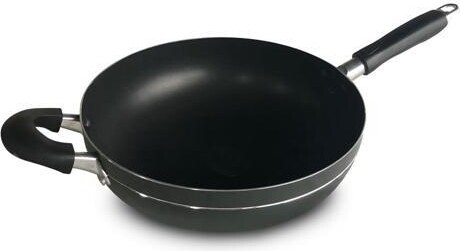 Bene Casa Wok, Stir-Fry Pan, 12-inch Aluminum non-stick wok, Stay Cool Double Handle Pan, dishwasher safe, Oven Safe Pan.