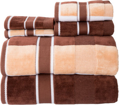 Lavish Home 18PC Towel Set - Cotton Bathroom Accessories with Bath Towels, Hand Towels, and Wash Cloths - Solid and Striped Towels