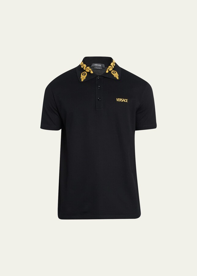 Versace Men's Barocco EmbroideredCollar Polo Shirt ShopStyle