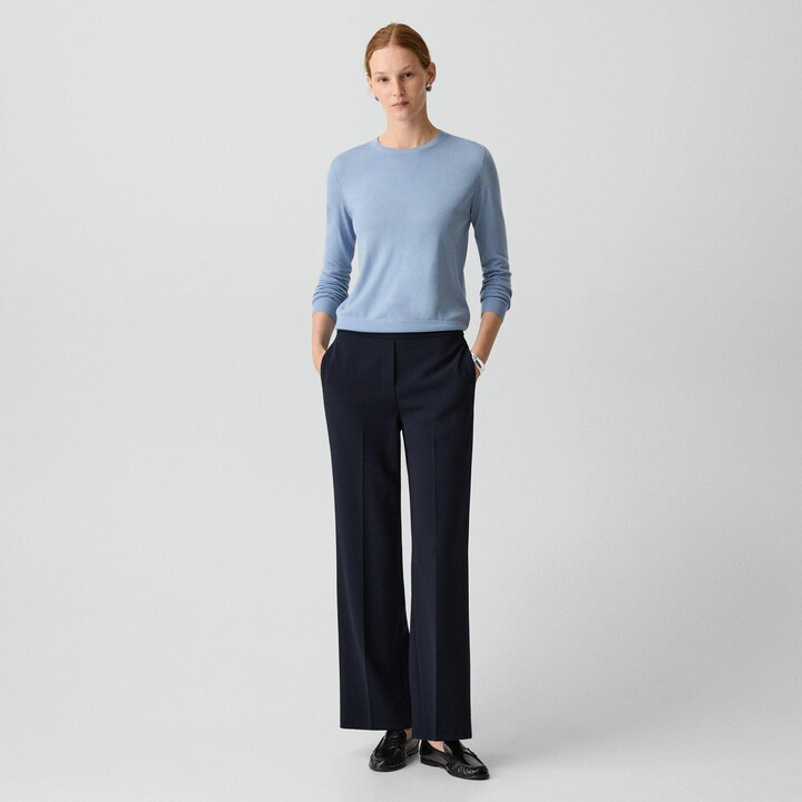 Theory Wide-Leg Pull-On Pant in Admiral Crepe