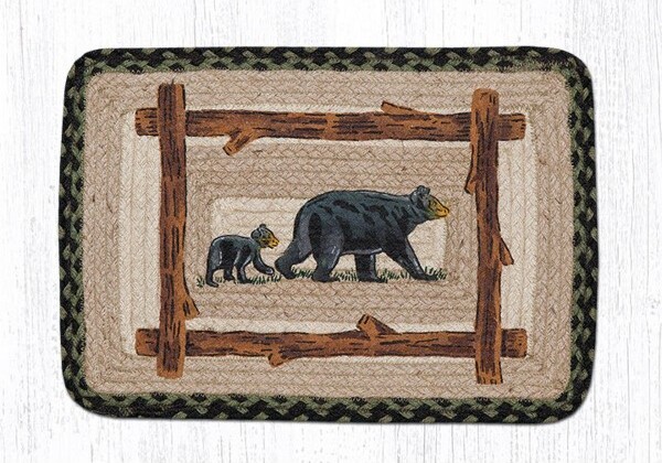 Earth Rugs EarthRugsMama&BabyBearPrintedPlacemat13"x19"–RusticFarmhouseTableMat